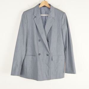 Uniqlo Double Breasted Stretch Blazer Gray Jacket Womens Sz S